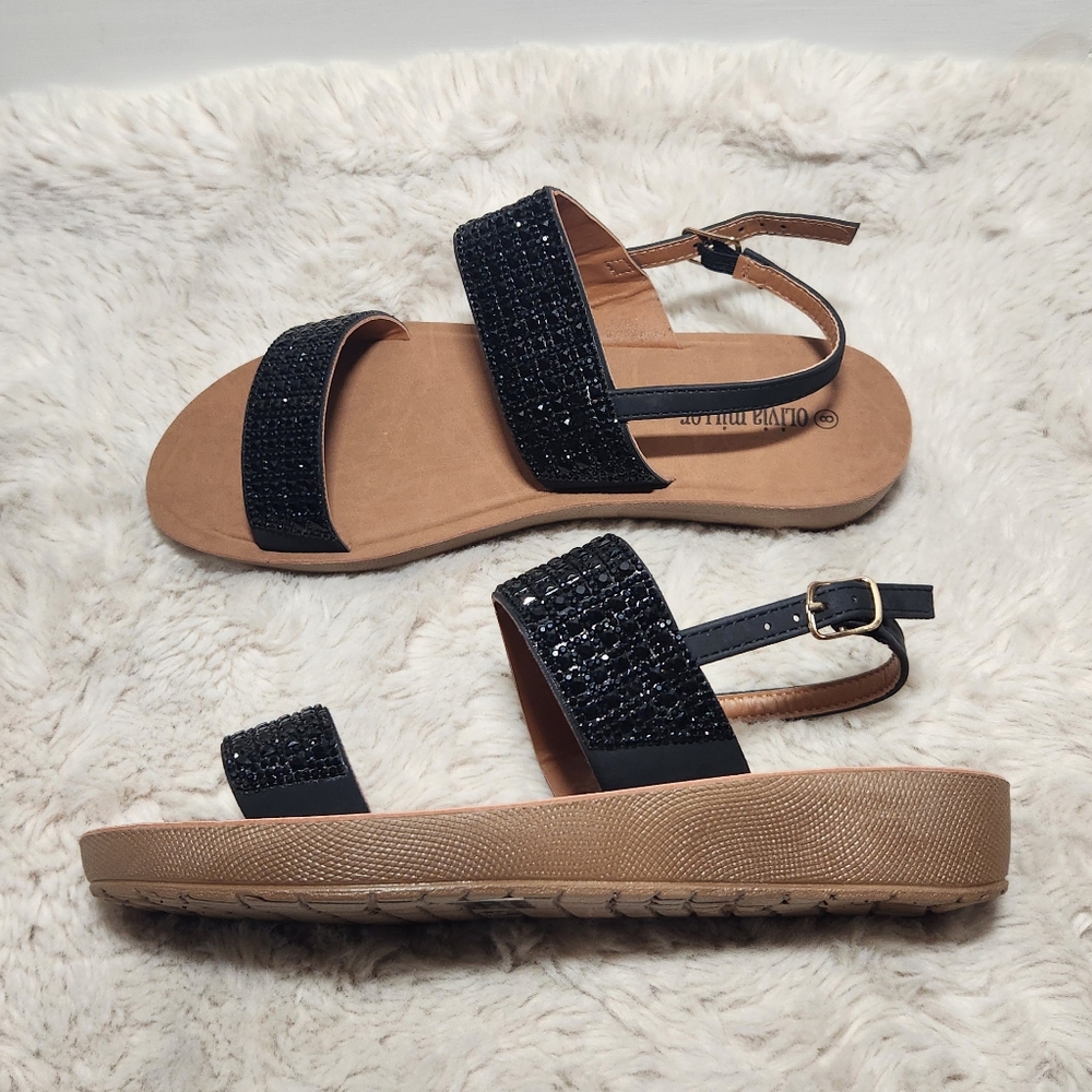 Olivia Miller Women's black sparkly sandals Color: black Size: 8